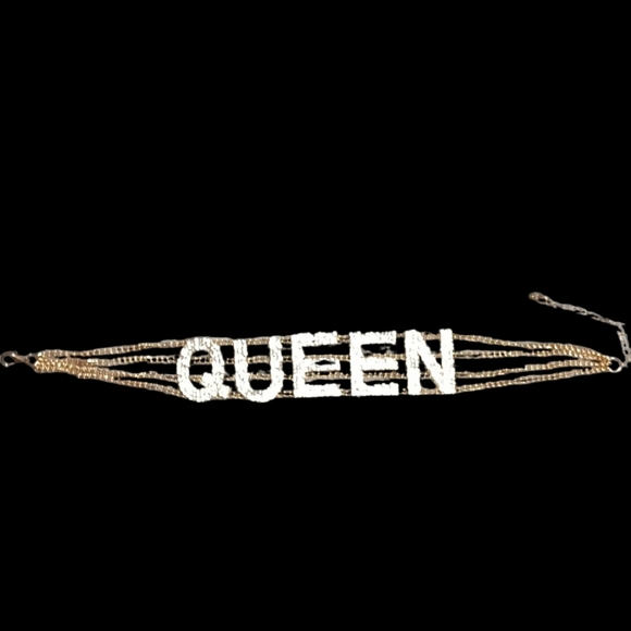 'QUEEN' Rhinestone Choker - Picture 1 of 5
